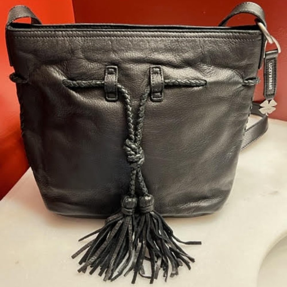 NWOT Lucky Brand Braided Tassel Leather Crossbody